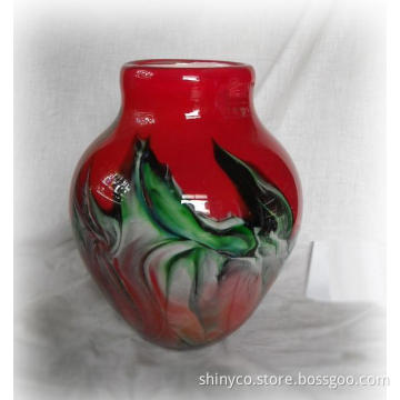 Red Glass Vase w/Charming Cloud